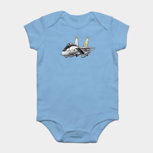 F-14 Tomcat Military Fighter Jet Aircraft Cartoon Illustration Baby Bodysuit